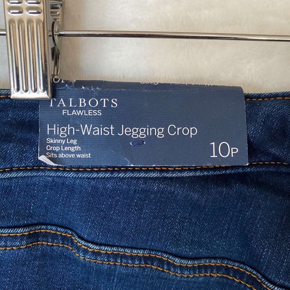 Talbots Women Petite High Waist Skinny Leg Jeggings Crop Jeans Dark Wash Sz 10P - Picture 5 of 10